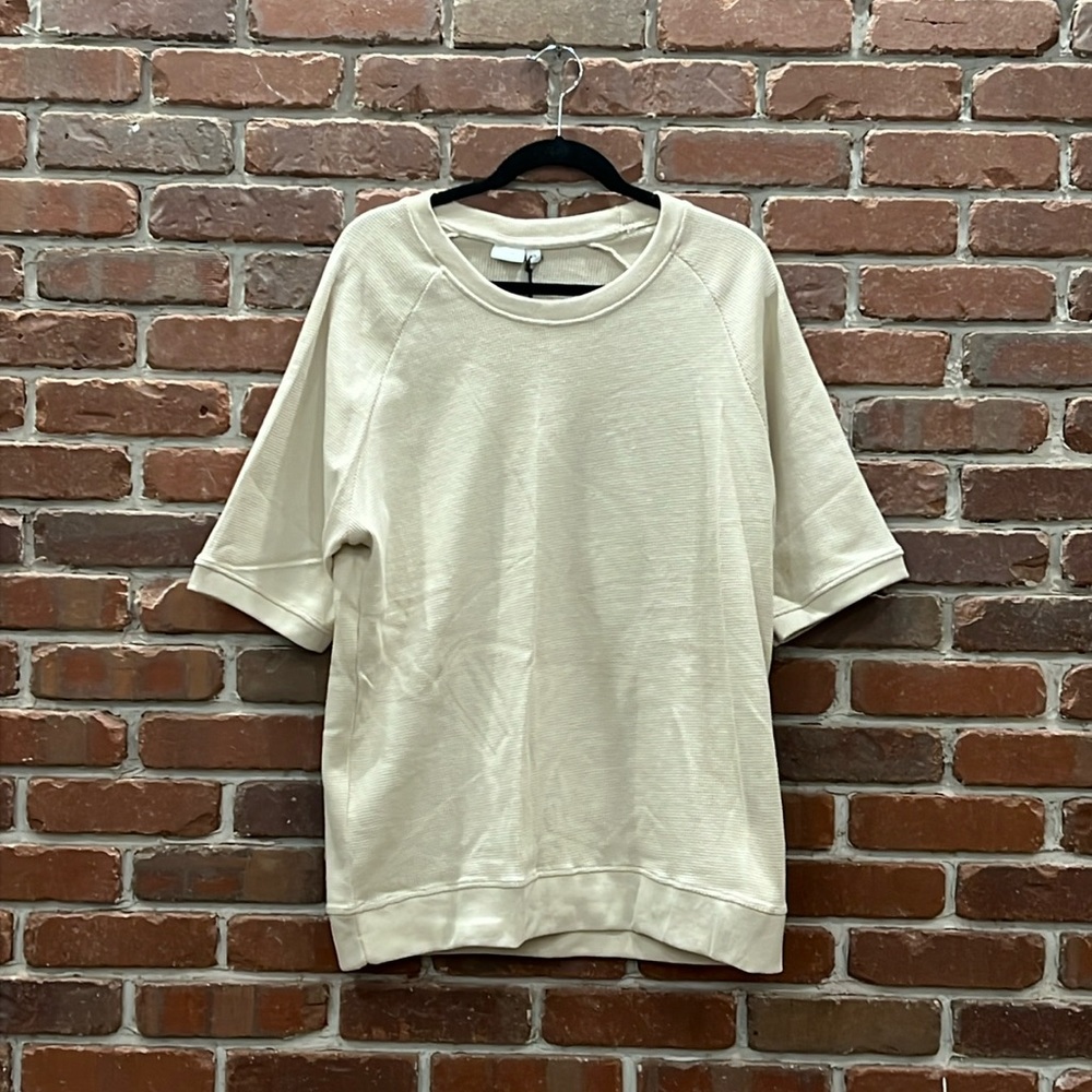 Beige Oversize Raglan Waffle Tee